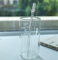 Accessoires de bar de luxe haut de gamme, pailles en verre borosilicate réutilisables à motif floral, écologiques, sans danger pour les aliments, résistantes à la chaleur
