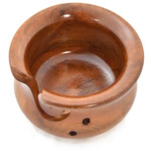 Bucles e hilos Cuenco de hilo de madera con mango curvo Cuenco de punto de madera hecho a mano para almacenamiento de hilo Cuenco de ganchillo con recortes de remolino - Product Image 3