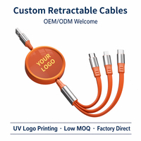 Câble USB rétractable en ABS imprimé UV, prêt à être expédié, avec logo personnalisé pour iPhone Samsung, impression sur mesure