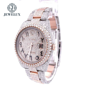 Montre de luxe classique à deux tons or rose avec diamants, date automatique, chiffres arabes, bracelet en acier inoxydable, cadran en cristal saphir - Product Image 2