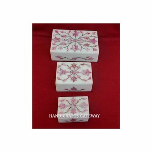 Different Size And Pink Mother Of Pearl Inlay Mop <b>Box</b> Handmade Natural Stone Mother Of Pearl Inlay <b>Box</b> With Assorted Design <b>Box</b> - Product Image 1