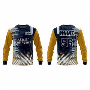 เสื้อเชิ้ตผู้ชายสั่งทำพิเศษ ปักโลโก้ แขนยาว ผ้าโพลีเอสเตอร์/คอตตอน ระบายอากาศดี กระดุมแถวเดียว ตัดต่อผ้าเดนิม ปกเสื้อพับได้ - Product Image 2