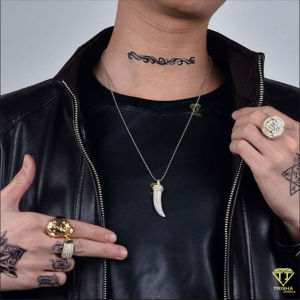 สร้อยคอจี้งารูปเขาวัวสีเงินพร้อมชุดปูเพชรที่ปลูกในห้องทดลอง VVS และประกันตัวเรียบ - Product Image 4