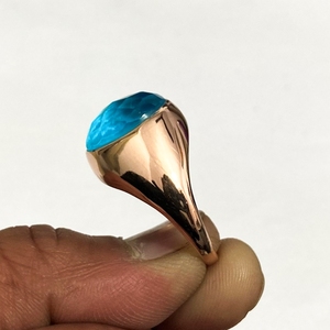 แหวนเงินสเตอร์ลิง925สำหรับผู้ชายแหวนพลอยสีฟ้าโทแพซเซอร์คอนสำหรับสุภาพบุรุษแหวนเงินแฮนด์เมดสีโรสโกลด์ของขวัญเครื่องประดับคริสตัลชั้นดี - Product Image 6