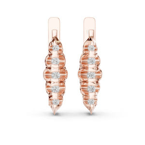 14K White Gold Everyday Wear Drop <b>Earrings</b> with Round Lab-Grown Diamonds Minimalist Luxury Certified Office Elegant <b>Fine</b> - Product Image 4