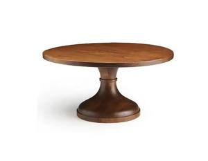 Support à gâteau en bois d'acacia à 1 niveau en forme de pilier rond et carré avec bord plat allant au four - Product Image 1