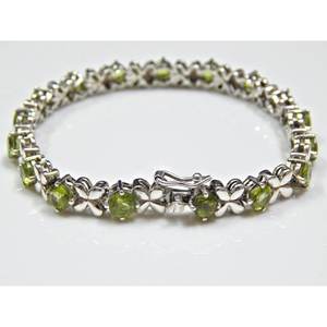 925 Sterling <b>Silver</b> Dainty <b>Bracelet</b> Natural Peridot Green Brutalist Handmade Fashion <b>Beaded</b> <b>Bracelet</b> - Product Image 1