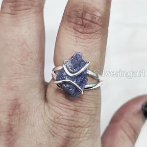 เครื่องประดับหินหยาบแหวนผู้หญิงแหวนธรรมชาติปรับได้พลอย tanzanite วงลวดวันเกิด925แหวนเงินสเตอร์ลิง - Product Image 2