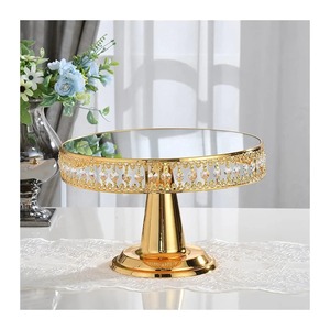 แท่นโชว์เค้กโลหะกลม/คริสตัลสำหรับงานแต่งงานหรูหราฐานวางเค้กเงินโลหะสีทอง - Product Image 6