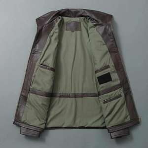 Chaqueta de Cuero Premium para Hombre, Estilo Motero, con Capucha de Lona, Impermeable, Hecha en Pakistán - Product Image 5