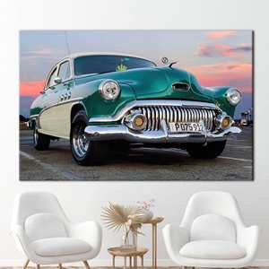 ผ้าใบพิมพ์ลาย: ศิลปะรถยนต์สไตล์เรโทรสุดหรูสำหรับผู้รักรถคลาสสิก,1P: ห่อหุ้มอย่างดี - Product Image 1
