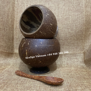 Tasse à boire en coquille de noix de coco avec paille Logo personnalisable écologique réutilisable de haute qualité Emballage de boîte-cadeau du Vietnam 350ml - Product Image 2