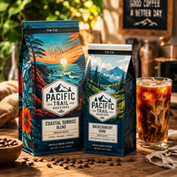 Sacs personnalisés AT PACK de 12 oz (2 lb) avec fermeture à lien métallique pour l'emballage du café, sacs à café à soufflets latéraux avec valve pour torréfacteurs de café