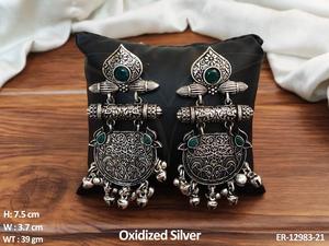 Thiết kế bên mặc cổ thiết kế oxy hóa bạc đánh bóng đồ trang sức phụ kiện oxy hóa Dangler Bông tai Phụ nữ bộ đồ trang sức - Product Image 5