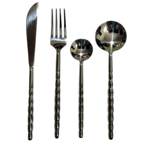 Juego de Cubiertos Vintage de Oro Blanco, Cubiertos Modernos de Acero Inoxidable con Juego de Vajilla Chapada en Oro Blanco para el Hogar, Hotel, Restaurante - Product Image 4