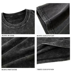 T-shirt vintage épais 100 % coton à épaules tombantes, coupe oversize, délavé à l'acide, noir, longueur longue, taille personnalisée, T-shirts les plus vendus - Product Image 5