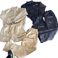 Conjunto Deportivo Unisex de Dos Piezas con Cremallera, Transpirable, de Secado Rápido, para Invierno, Chaqueta Cortavientos de Algodón Sólido con Bordado 3D y Satén, Directo de Fábrica
