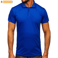 Kaos Polo Golf Pria Cepat Kering Anti-Bakteri Bergaris Spandex/Polyester Penyerap Keringat Bernapas Sporty Body Fit Kancing
