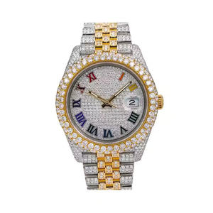 นาฬิกาควอตซ์ Miyota แบบกำหนดเอง พร้อมเพชรโมอิสซาไนต์ ดีไซน์หรูหรา ตัวเลขหลากสี สำหรับแฟชั่น/กีฬา/ธุรกิจ - Product Image 1