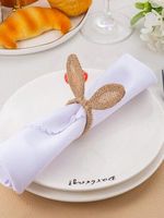 Anneaux de serviette en toile de jute rustique en forme d'oreilles de lapin, décoration de table, porte-serviettes de lapin de style campagnard pour les fêtes, les mariages, la mise en place de la table à dîner