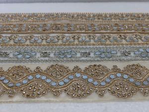 Bordure en dentelle brodée vintage à motif floral écologique exquis pour sari, dupatta, couture, artisanat, mariage - Product Image 4