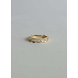 Vintage Baguette Cut Diamond Band <b>Ring</b> 14k Yellow Gold Wedding <b>Ring</b> for Women - Product Image 1