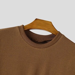 Men's Solid Color Crop Top, Round Neck Short Sleeve Summer Loose Fit Streetwear Casual T-Shirt, Fashion Oversized Tee S-5XL - Product Image 3