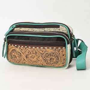 Riñonera de cuero occidental con estampado Floral de lujo, diseño de eslinga occidental con estampado a mano, bolsa de mano con cierre de cremallera, stock listo para niñas - Product Image 3