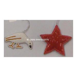 Ornement de Noël suspendu fait main en forme d'oiseau et d'étoile, plusieurs couleurs, magnifique travail de perlage, pour toute la saison, arbre de Noël - Product Image 1