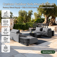 Ensemble de canapés modernes en corde tressée pour l'extérieur - Imperméable et résistant au soleil - Meubles de jardin, de terrasse, de villa et de maison d'hôtes