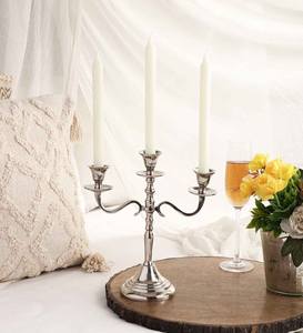 เชิงเทียน3แขนแบบมินิมอลลิสต์เชิงเทียนสีเงินแบบพกพาที่ยั่งยืนโลหะอลูมิเนียมเชิงเทียนหรูหรา2025 - Product Image 1