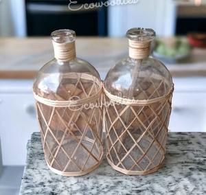 Couverture de bouteille d'eau en osier rustique vintage rotin naturel tissé porte-bouteille en verre à vin décoratif artisanat approvisionnement - Product Image 3