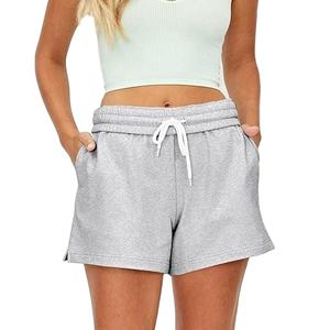 Shorts de sport en molleton de coton pour femmes, personnalisables, style rayé, avec poches, vente en gros, collection 2026 - Product Image 2