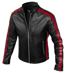 Chaqueta de motorista de cuero real transpirable con cremallera para hombre con forro negro acolchado y bolsillos interiores exteriores OEM al por mayor 2024 - Product Image 3