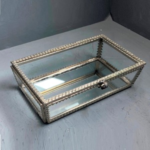 Tissue box holder decorative unique design <b>table</b> <b>top</b> holder brass glass and <b>mirror</b> with brass finish - Product Image 3