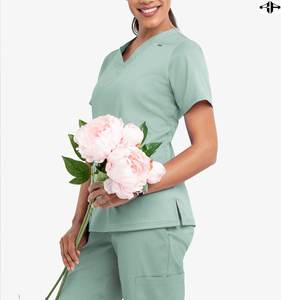 Services OEM/ODM Logo personnalisé à des prix abordables Uniformes d'infirmière Ensembles de gommage Col en V à manches courtes Costumes médicaux pour femmes - Product Image 3