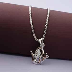 OM AUM Ohm Ganesh Pendant Chain Necklace India <b>Spiritual</b> Good Luck CZ Jewelry Gift for <b>Men</b> Women - Product Image 1