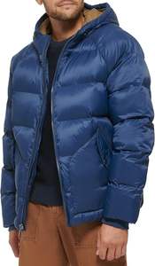 Manteau d'hiver léger à capuche pour hommes Veste matelassée isolée à col montant Fermeture à glissière complète pour les voyages en plein air - Product Image 6