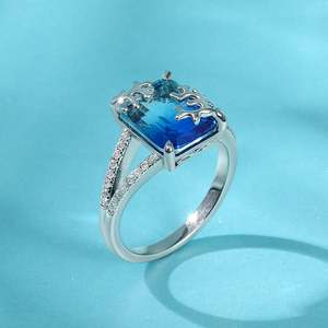 Rose Gold Plated <b>Emerald</b> Cut Gemstone <b>Ring</b> Inlaid Sterling <b>Silver</b> - Product Image 5