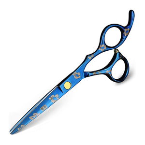 Kit de ciseaux amincissants pour coiffeur en acier inoxydable Kit de ciseaux de coiffeur enduits de couleur bleue avec étui à fermeture éclair en cuir - Product Image 3