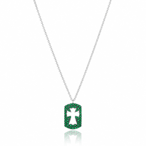 Délicat émeraude Zircon pierre croix Design pendentif turc en gros à la main 925 bijoux en argent Sterling - Product Image 3