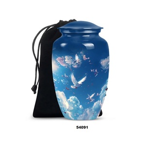 Gran oferta de urnas para adultos de cremación de aluminio de paloma blanca para cenizas humanas con bolsa de terciopelo gratis - Product Image 4