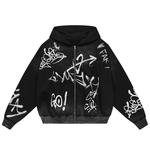 Sweat à capuche à fermeture éclair intégrale très vendu avec épaules tombantes avec votre logo personnalisé Sweat à capuche pour homme - Product Image 5