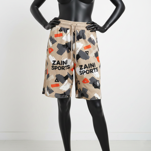 Shorts de basket pour femmes 180 GSM en maille polyester respirante beige, noir, blanc, rouge, avec logo personnalisé imprimé à l'écran - Product Image 1