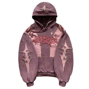 Sweat-shirts à capuche zippés oversize pour hommes, style streetwear, effet vieilli, brodés, 100% coton, basiques personnalisables, unis, avec poche, pour l'hiver, en gros - Product Image 2