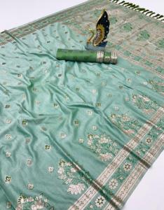 Saris de algodón de seda suave pura de primera calidad con traseros tejidos por todas partes con la colección Classic Pallu Saree - Product Image 6