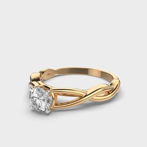 Anillo solitario de diamante de laboratorio redondo, conjunto de 4 puntas, anillo de mujer, anillo de diamante redondo de oro blanco de 14 quilates, regalo de aniversario - Product Image 4