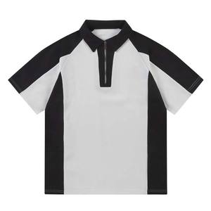 Alta calidad de algodón pesado diseño personalizado contraste de color cuarto de cremallera ropa de hombre polos lisos de gran tamaño OEM - Product Image 3