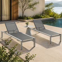 Chaise longue de patio légère à séchage rapide en tissu, avec cadre en aluminium réglable et maille respirante, pour piscine et extérieur