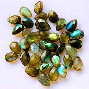 Labradorita facetada multi llamativa, lote de piedras preciosas sueltas, forma de pera, 7x9mm, ambos lados facetados, 20 piezas - Product Image 4
